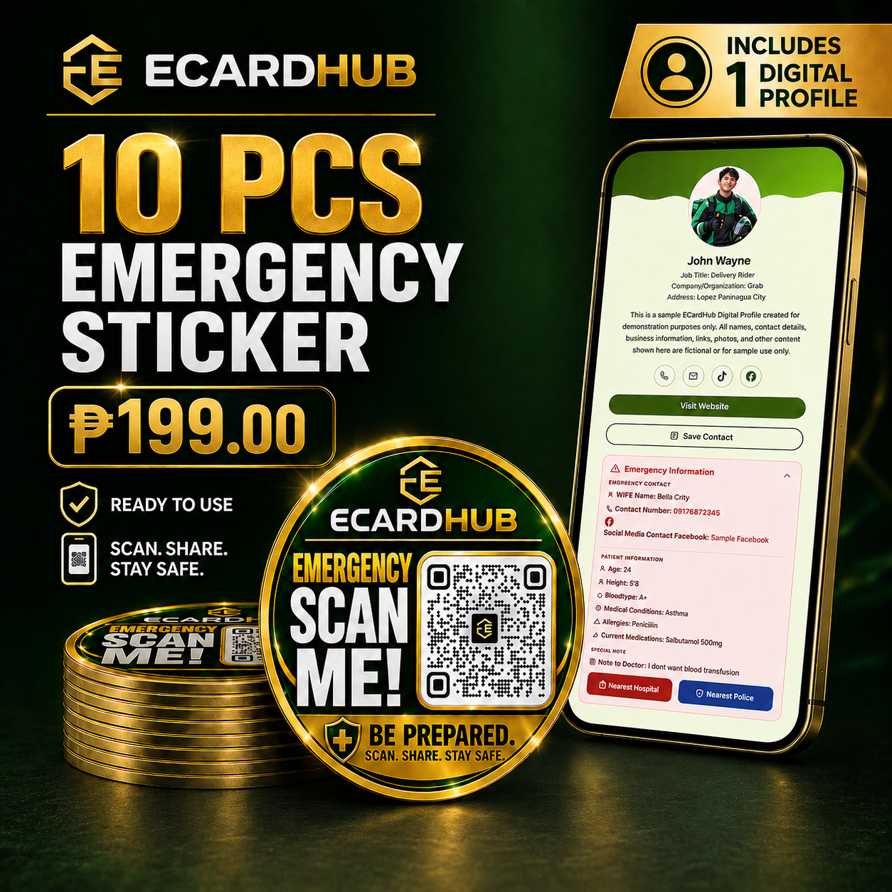 ECARD COSTUMIZED STICKERS WITH DIGITAL PROFILE - additional photo